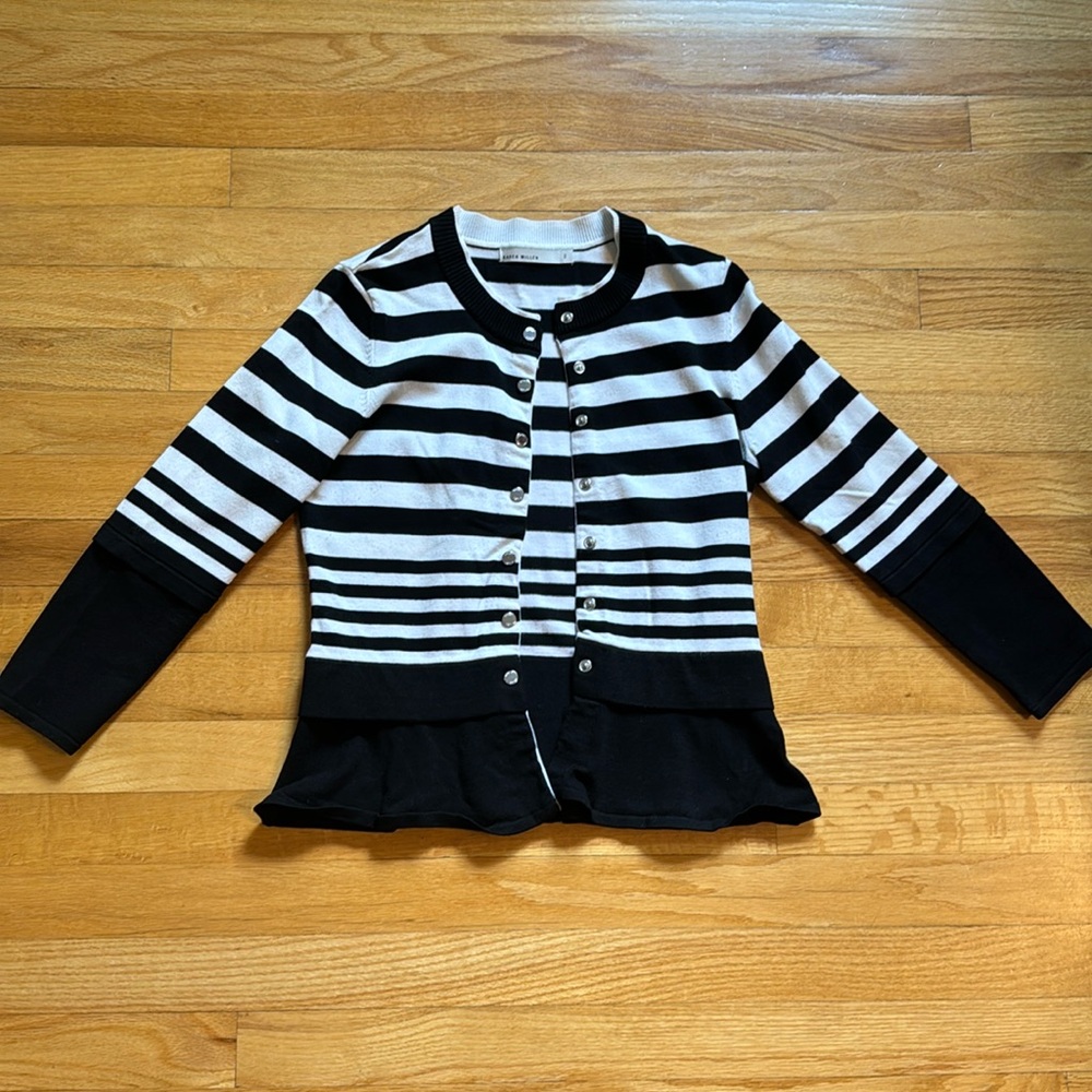 Karen Millen Cardigan - size 2 - striped black and white